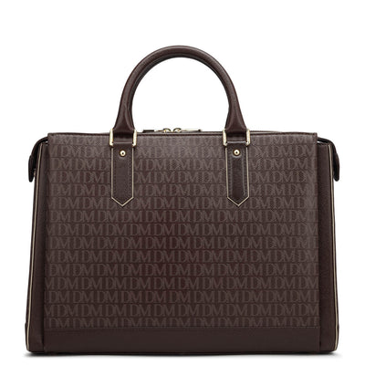 Monogram Leather Laptop Bag - Chocolate