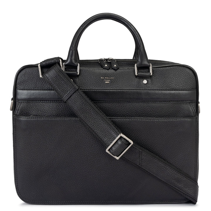 Wax Leather Laptop Bag - Black