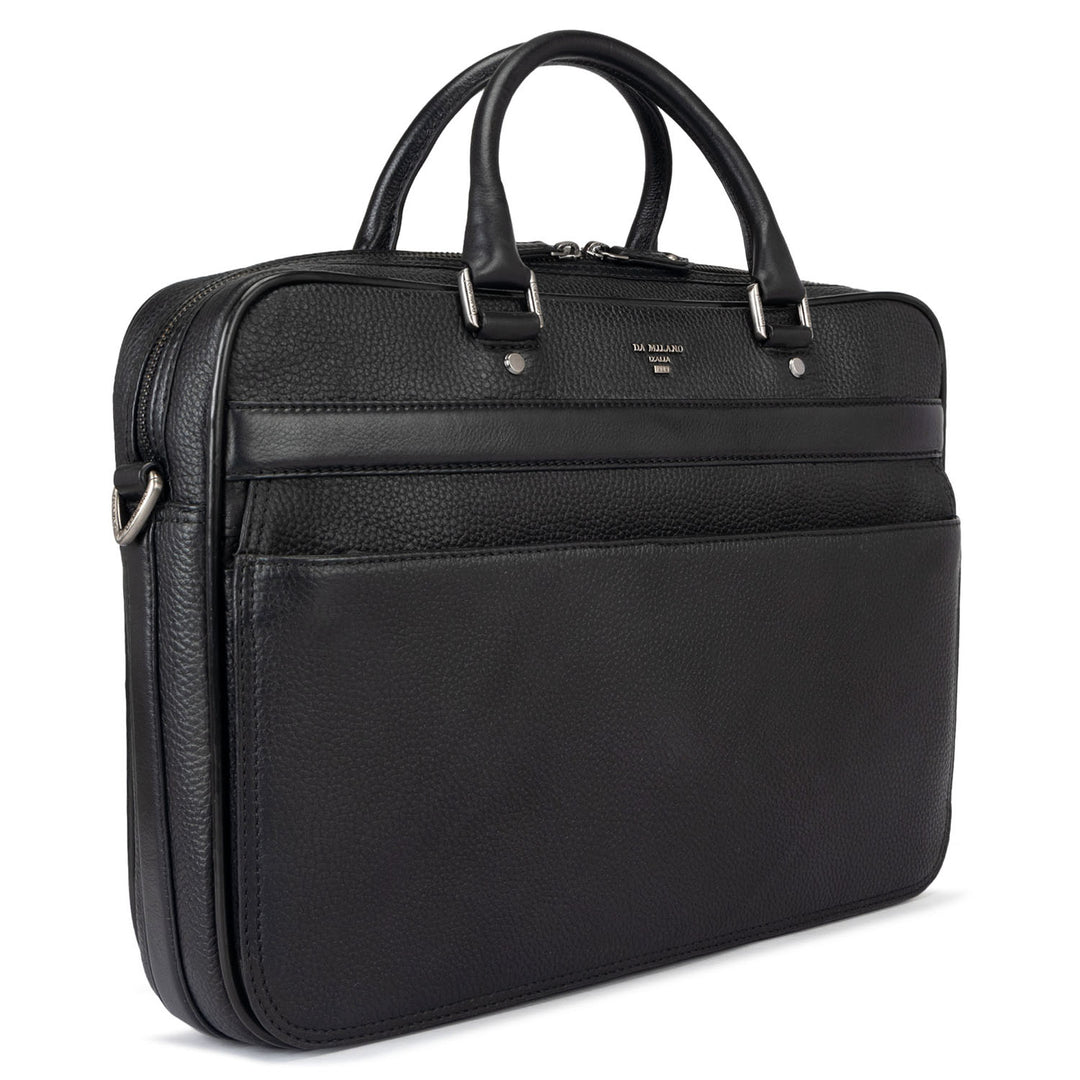 Wax Leather Laptop Bag - Black