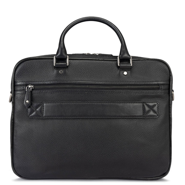 Wax Leather Laptop Bag - Black