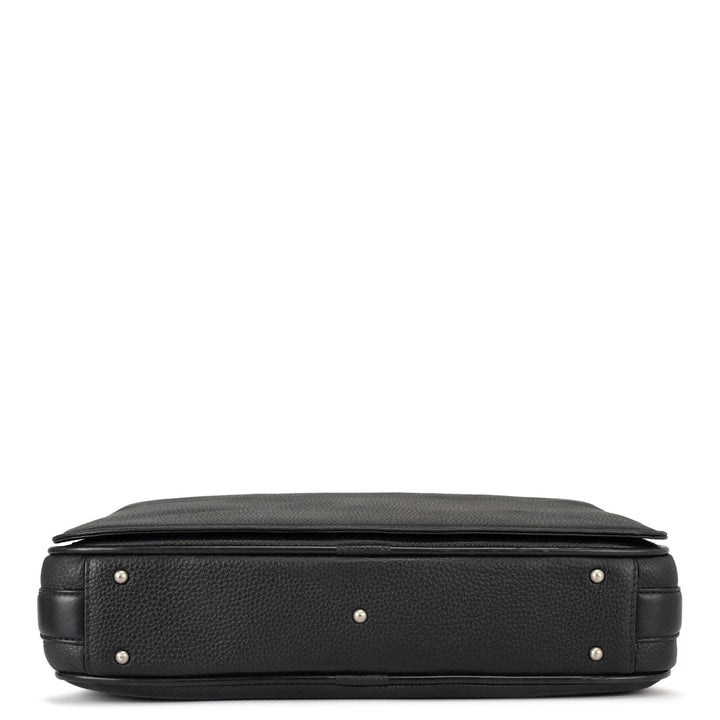 Wax Leather Laptop Bag - Black