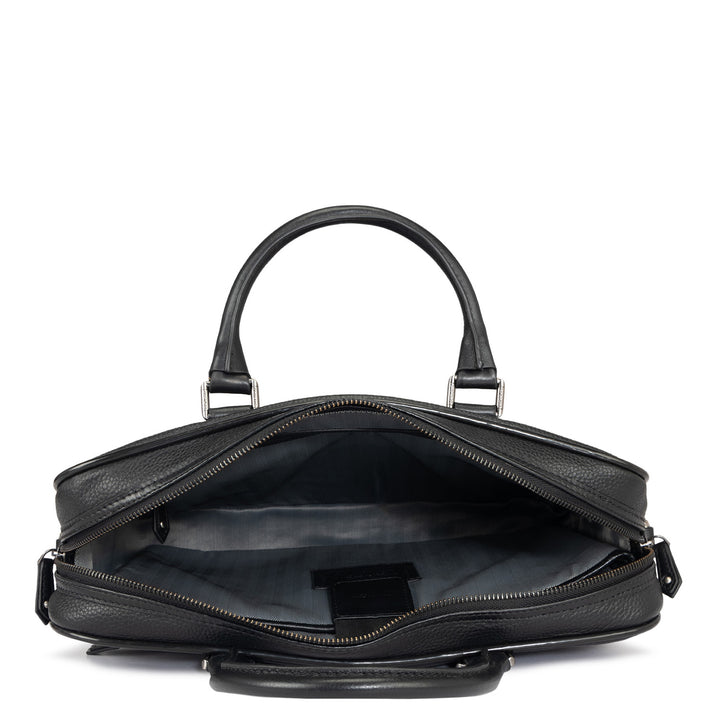 Wax Leather Laptop Bag - Black