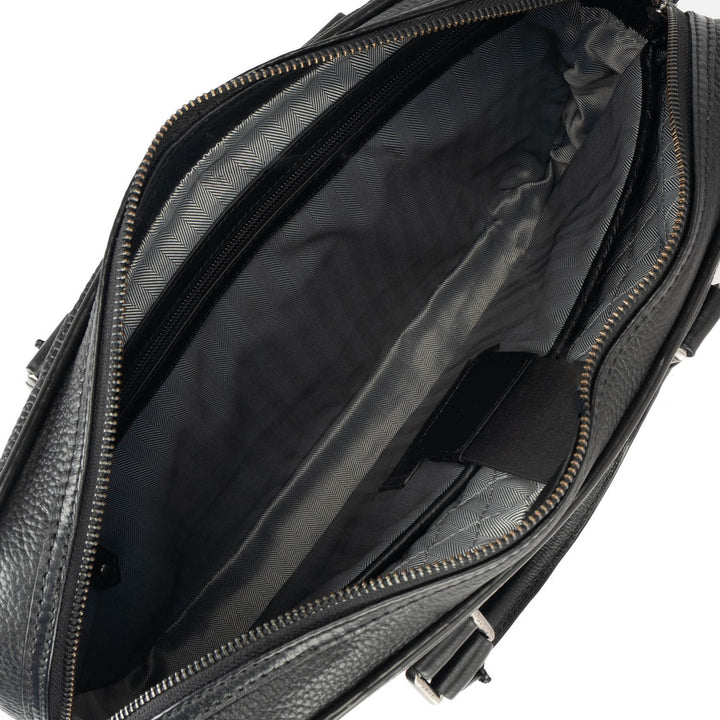 Wax Leather Laptop Bag - Black
