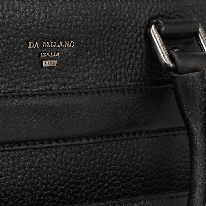 Wax Leather Laptop Bag - Black