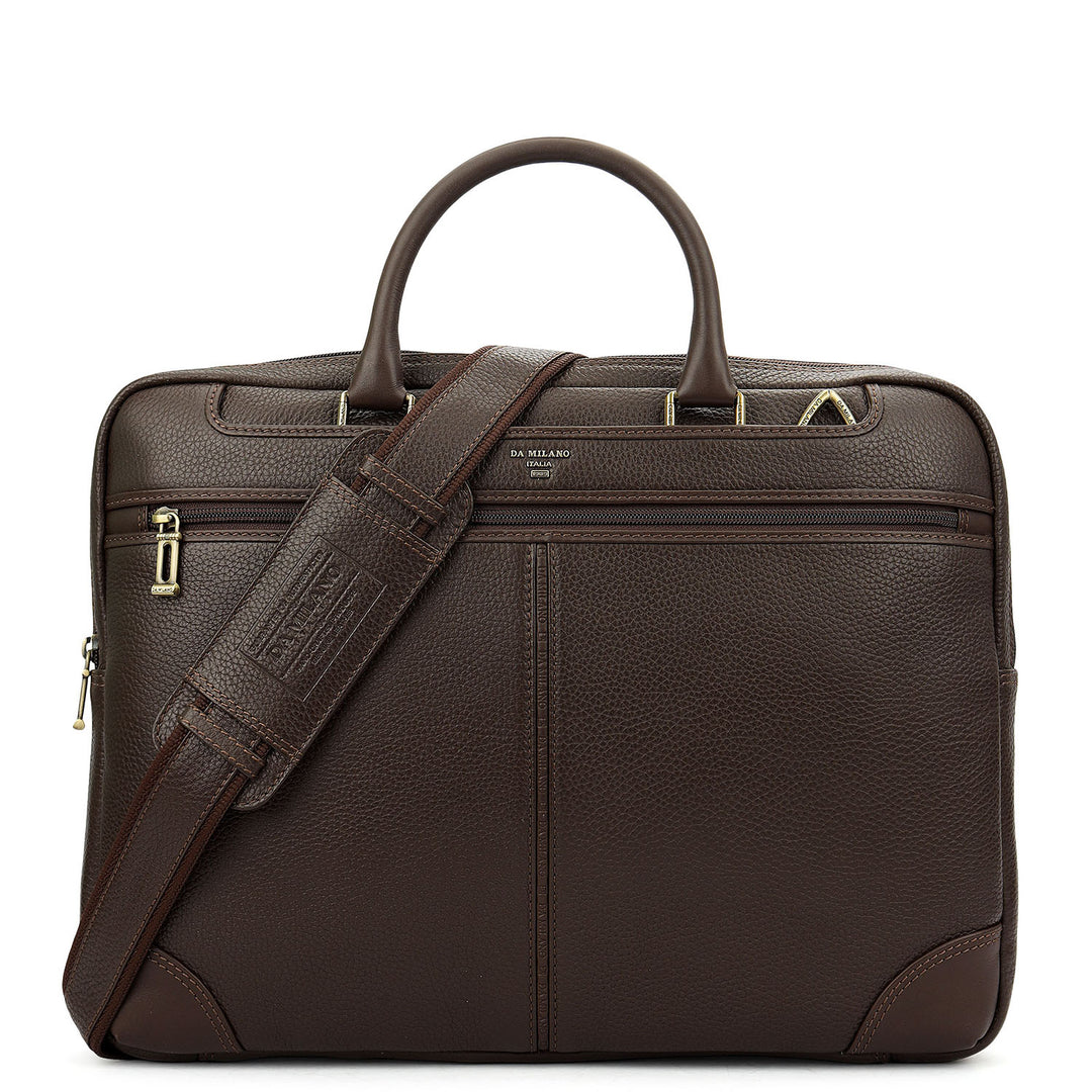 Wax Leather Laptop Bag - Chocolate
