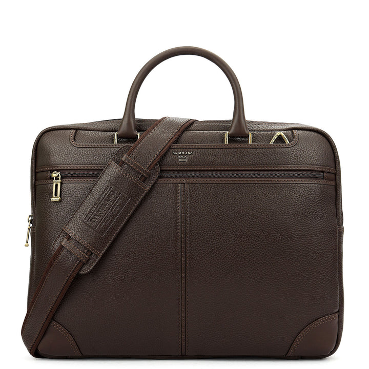 Wax Leather Laptop Bag - Chocolate