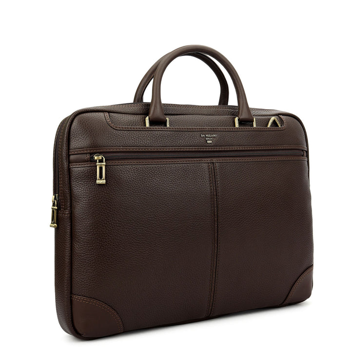 Wax Leather Laptop Bag - Chocolate