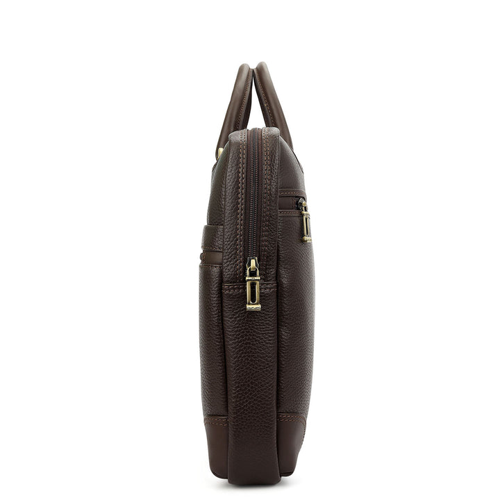 Wax Leather Laptop Bag - Chocolate