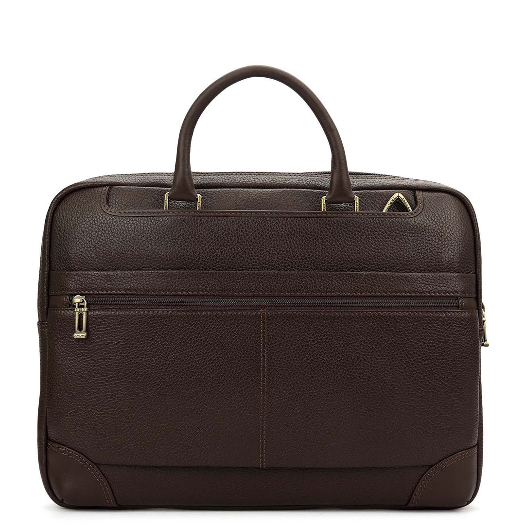 Wax Leather Laptop Bag - Chocolate