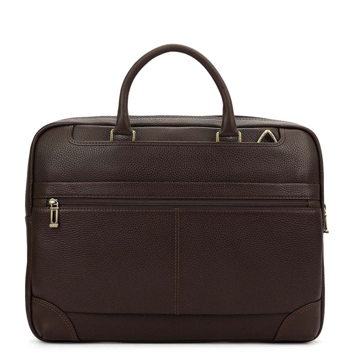 Wax Leather Laptop Bag - Chocolate
