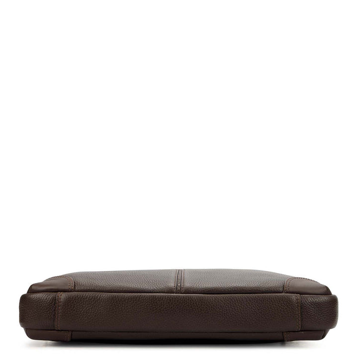 Wax Leather Laptop Bag - Chocolate