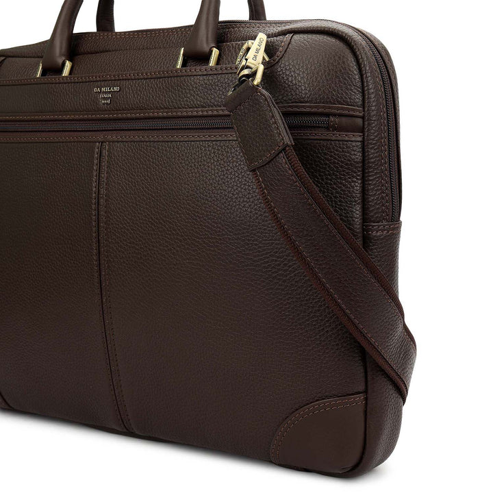 Wax Leather Laptop Bag - Chocolate