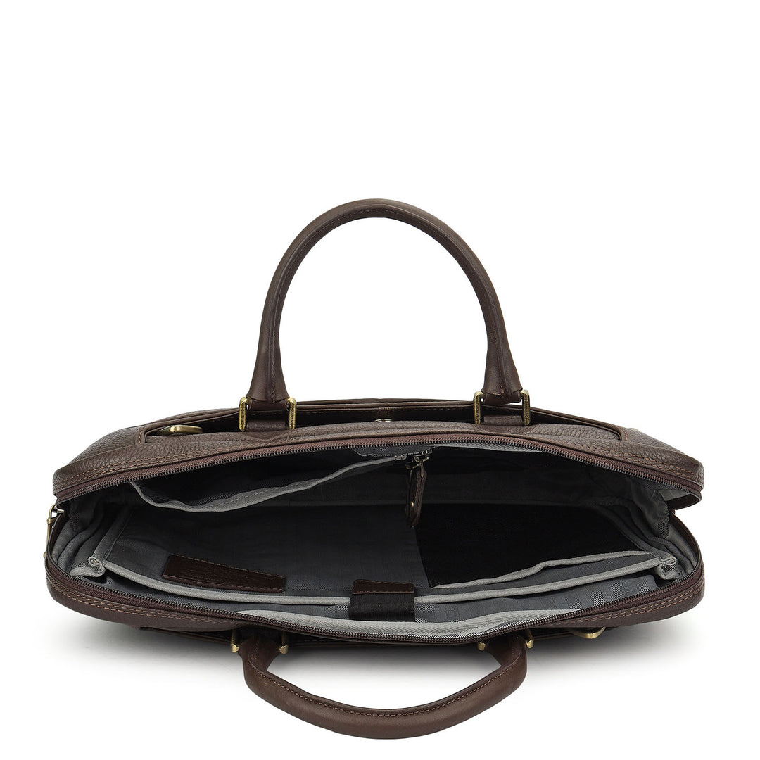 Wax Leather Laptop Bag - Chocolate