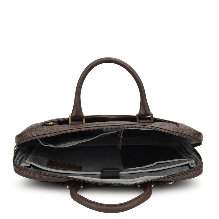 Wax Leather Laptop Bag - Chocolate