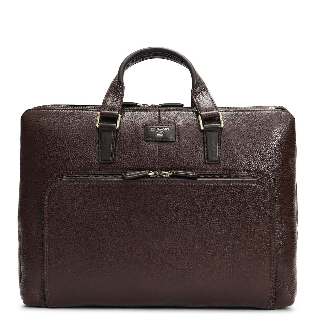 Wax Leather Laptop Bag - Chocolate