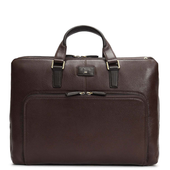 Wax Leather Laptop Bag - Chocolate