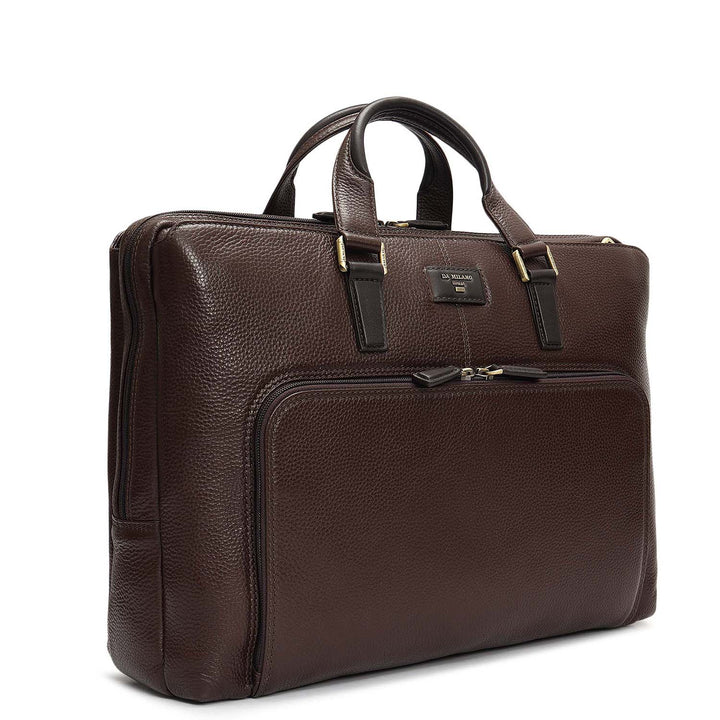 Wax Leather Laptop Bag - Chocolate