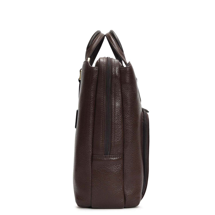 Wax Leather Laptop Bag - Chocolate