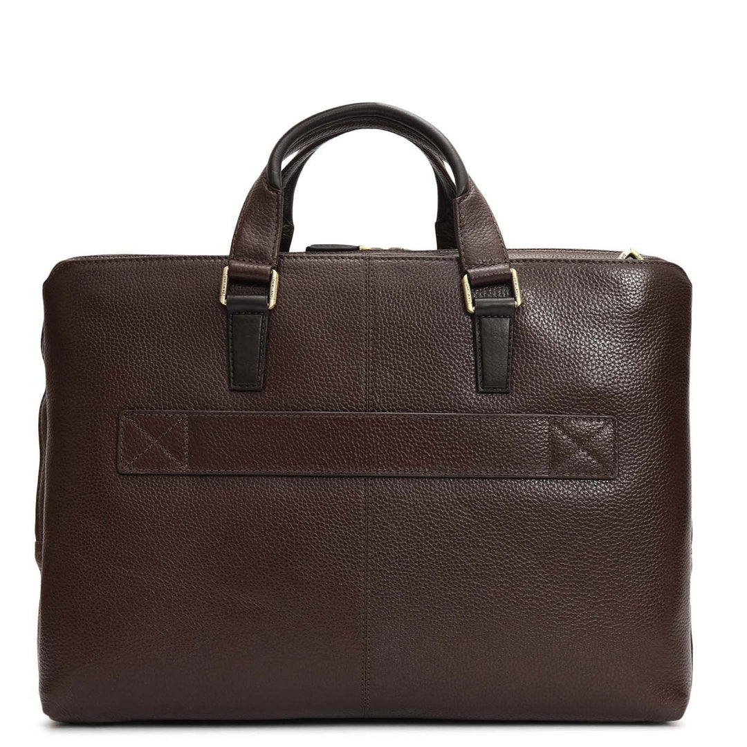 Wax Leather Laptop Bag - Chocolate