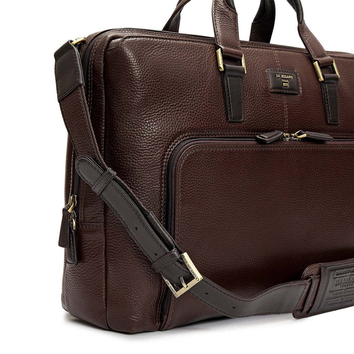 Wax Leather Laptop Bag - Chocolate
