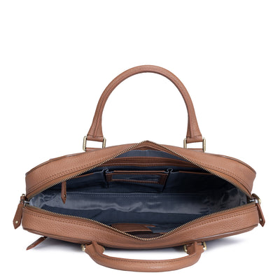 Cognac Wax Leather Laptop Bag - Upto 14"
