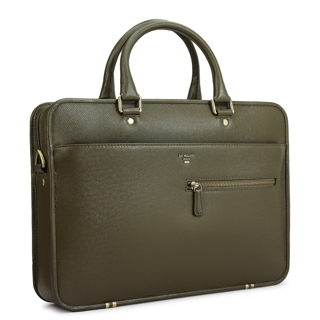 Franzy Leather Laptop Bag - Military Green