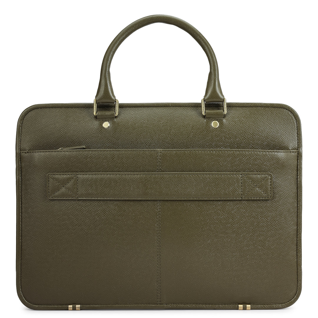 Franzy Leather Laptop Bag - Military Green