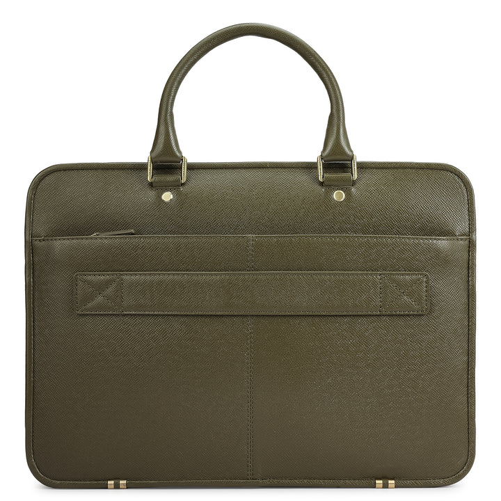Franzy Leather Laptop Bag - Military Green