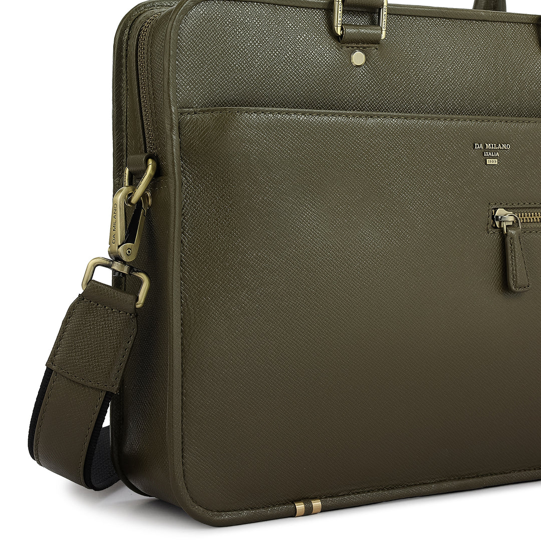 Franzy Leather Laptop Bag - Military Green