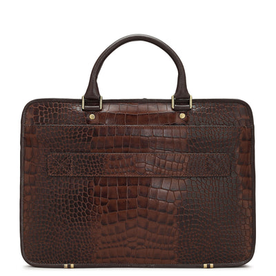 Brown Croco Leather Laptop Bag - Upto 14"