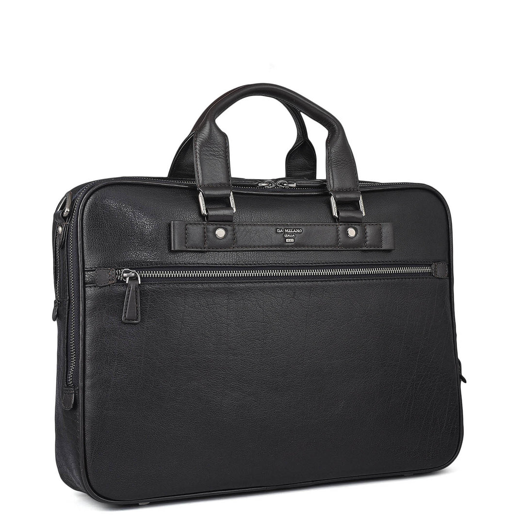 Elephant Pattern Leather Laptop Bag - Blue