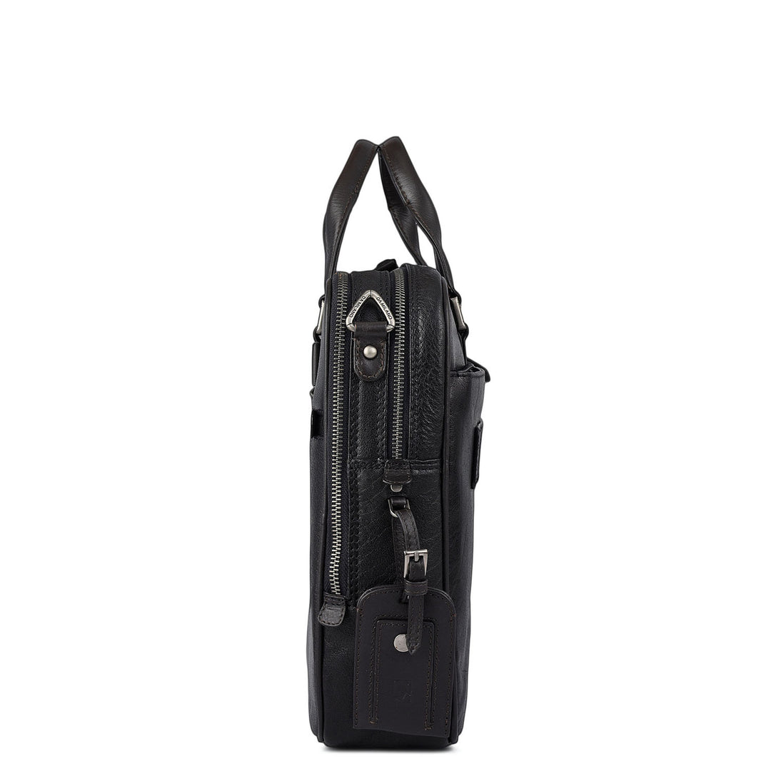 Elephant Pattern Leather Laptop Bag - Blue