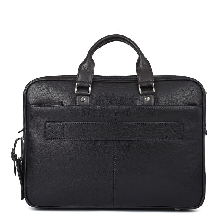 Elephant Pattern Leather Laptop Bag - Blue