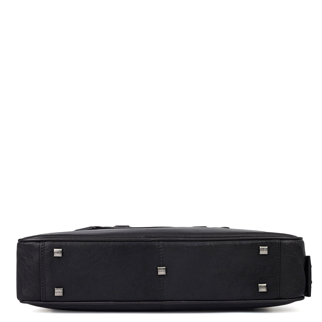 Elephant Pattern Leather Laptop Bag - Blue