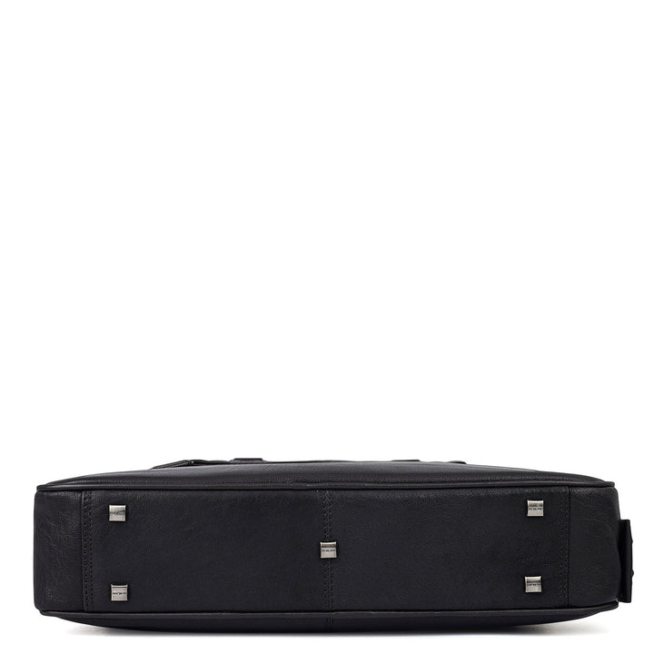 Elephant Pattern Leather Laptop Bag - Blue