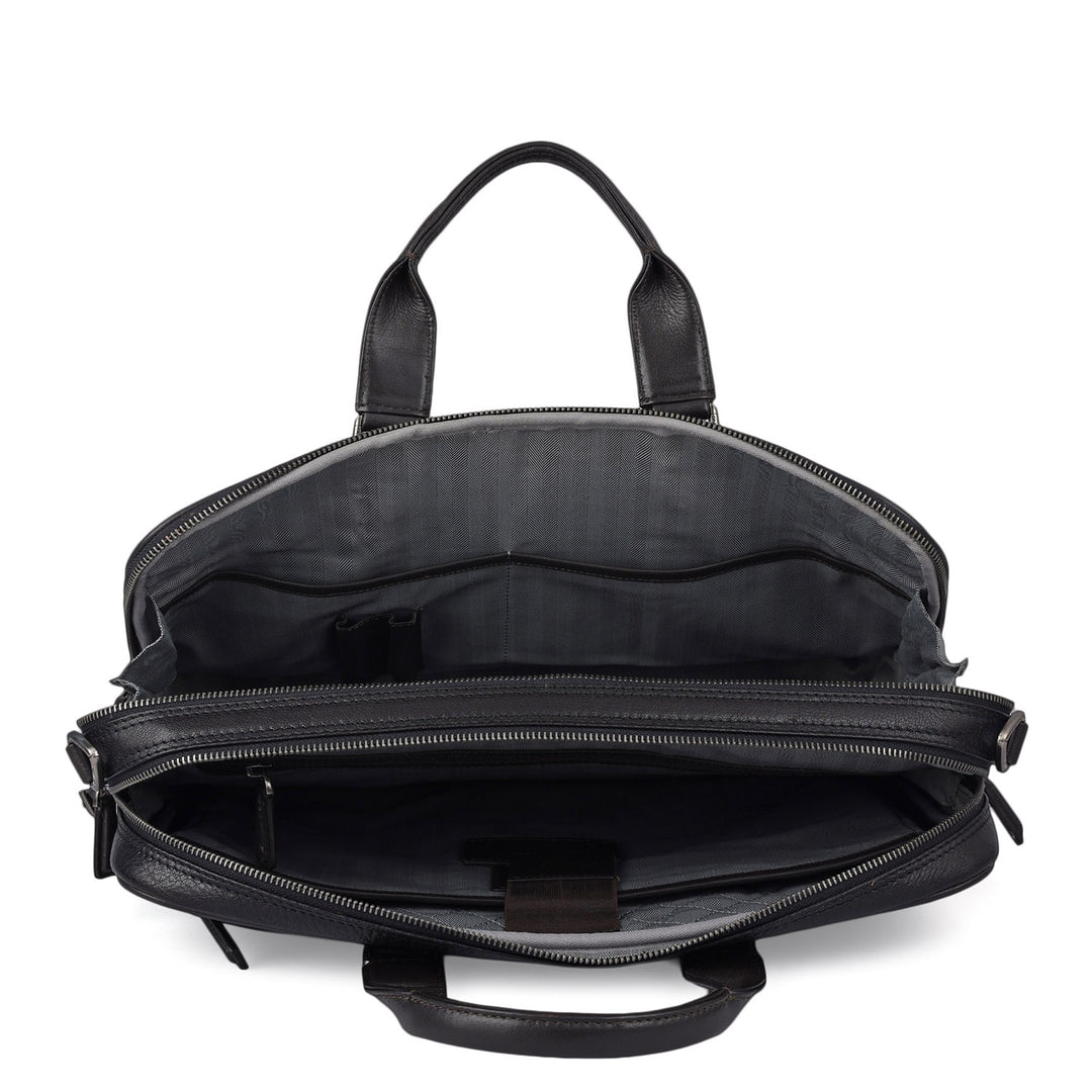 Elephant Pattern Leather Laptop Bag - Blue
