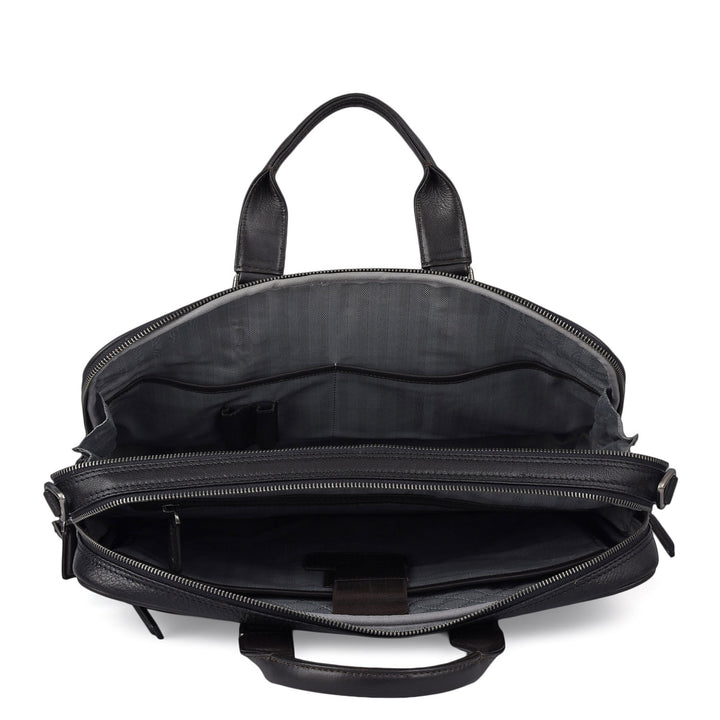 Elephant Pattern Leather Laptop Bag - Blue