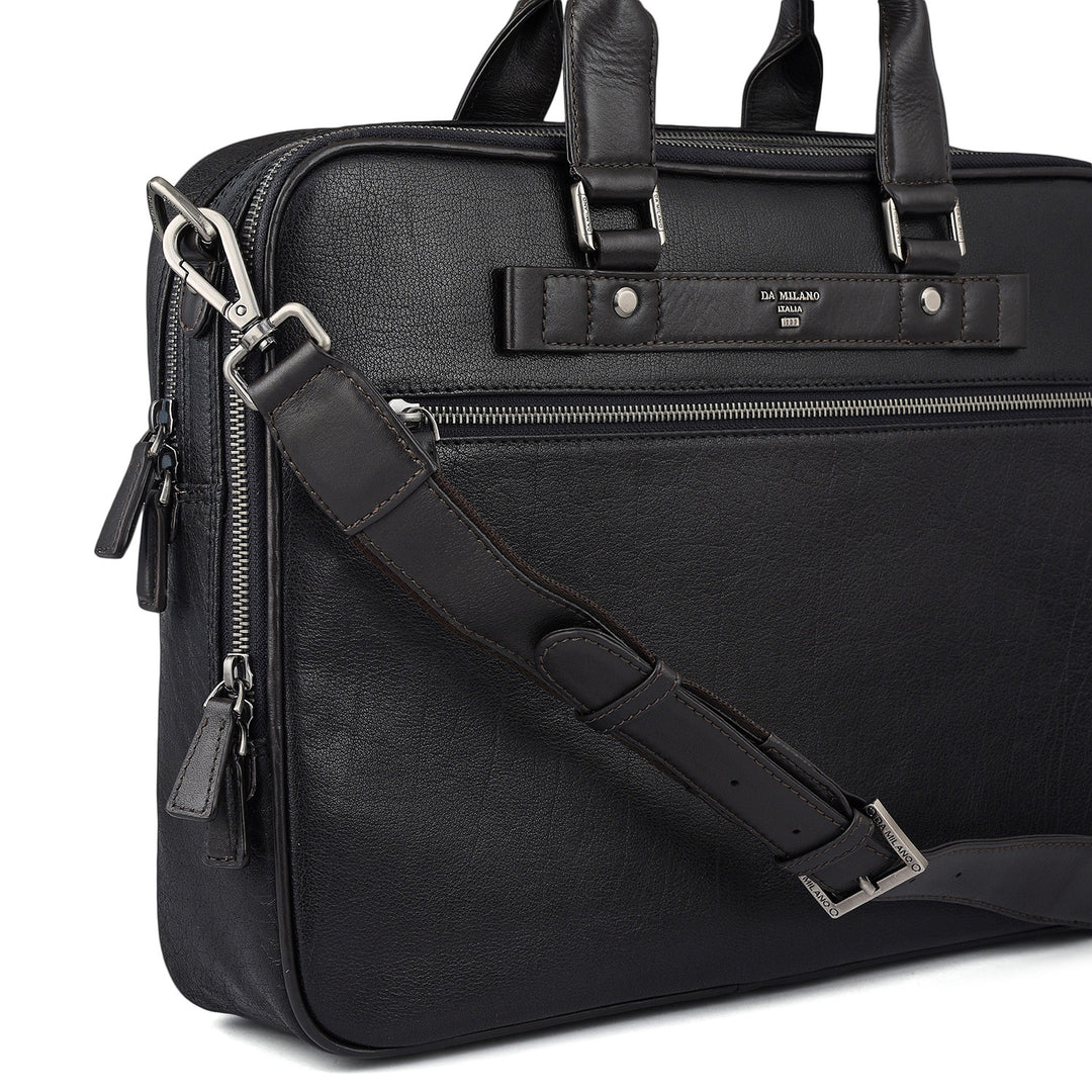 Elephant Pattern Leather Laptop Bag - Blue