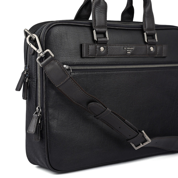 Elephant Pattern Leather Laptop Bag - Blue