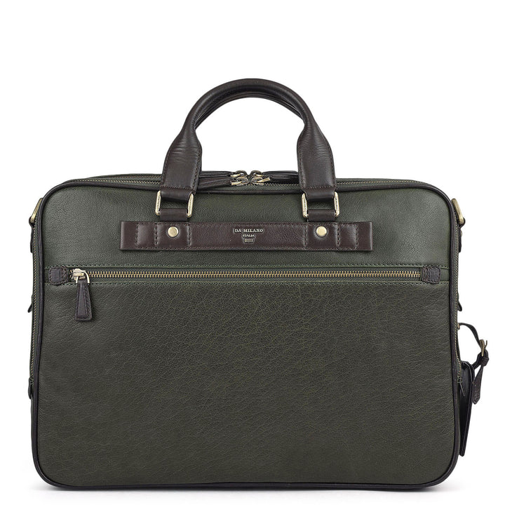 Elephant Pattern Leather Laptop Bag - Green