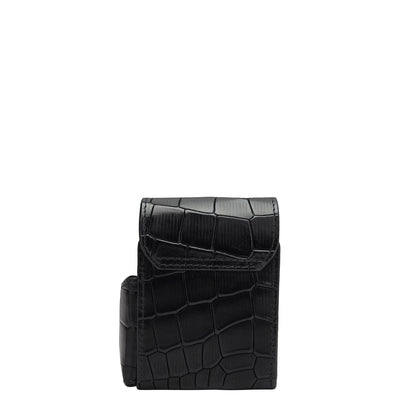 Croco Leather Cigarette Case - Black