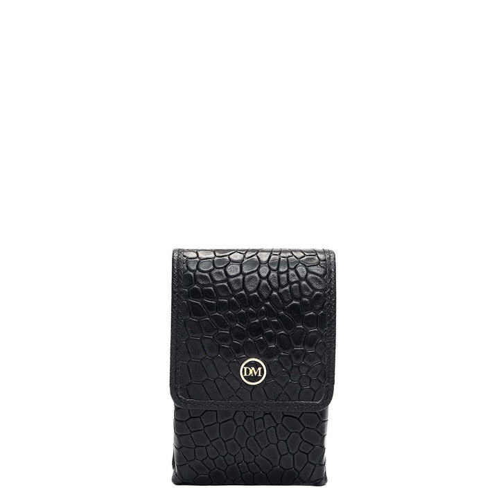 Croco Leather Cigarette Case - Black