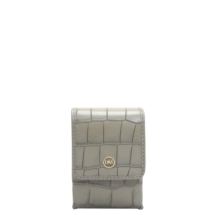 Croco Leather Cigarette Case - Stone Grey