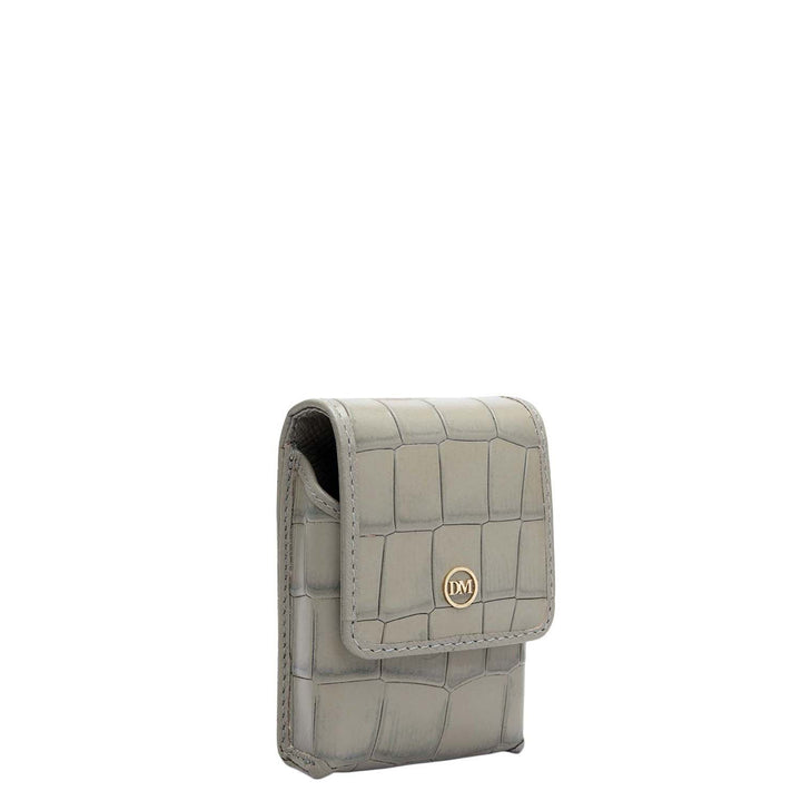 Croco Leather Cigarette Case - Stone Grey