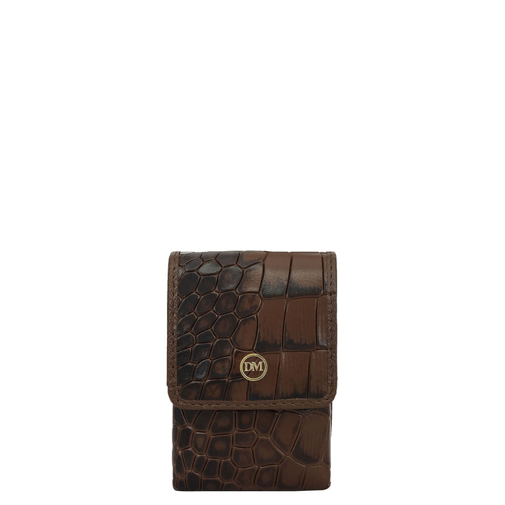 Croco-Texture Cigarette Case - Walnut