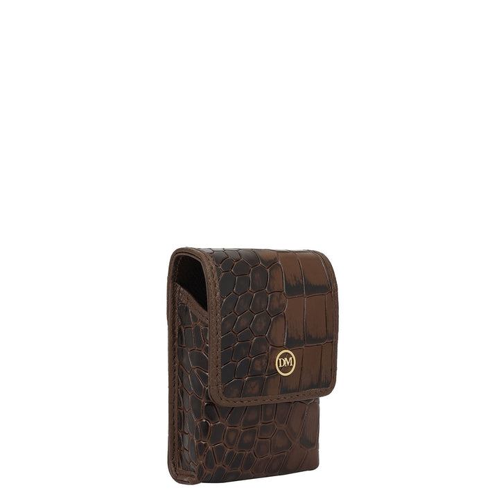 Croco-Texture Cigarette Case - Walnut