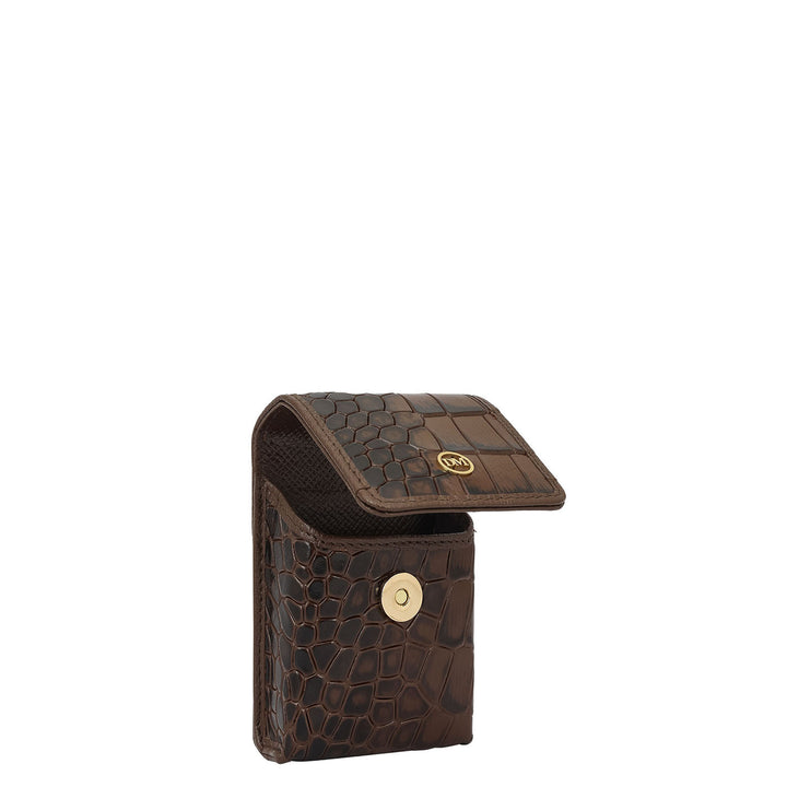 Croco-Texture Cigarette Case - Walnut