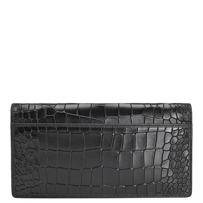 Croco Leather Passport Case - Black