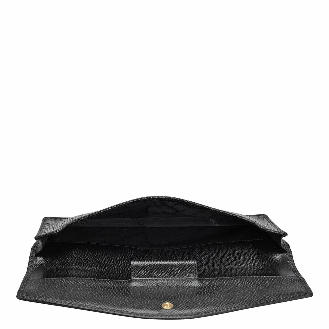 Croco Leather Passport Case - Black