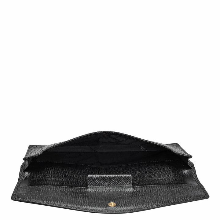 Croco Leather Passport Case - Black